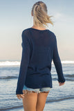 Wooden Ships Boat Babe V Cotton Style K50CPE3W604 in Darkest Indigo Beach Sky;Boat Babe Sweater;Wooden Ships Sweaters