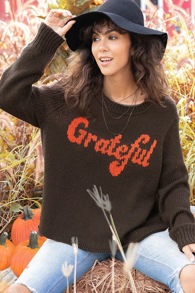 Wooden Ships Grateful Crew Sweater Style K49Y2W529 In Dark Leather and Red Maple;Women's Fall Sweater;Brown Crew Neck Sweater