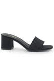 Danielle Heeled Slide in Black Velvet