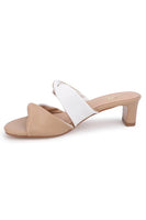 Yosi Samra Rowan Heeled Slide Style RWN-NDWHT in Nude White;Two Tone Heeled Slide;Heeled Slide Sandal; 