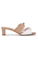 Yosi Samra Rowan Heeled Slide Style RWN-NDWHT in Nude White;Two Tone Heeled Slide;Heeled Slide Sandal; 