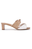 Yosi Samra Rowan Heeled Slide Style RWN-NDWHT in Nude White;Two Tone Heeled Slide;Heeled Slide Sandal; 