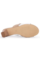 Yosi Samra Rowan Heeled Slide Style RWN-NDWHT in Nude White;Two Tone Heeled Slide;Heeled Slide Sandal; 