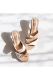 Yosi Samra Rowan Heeled Slide Style RWN-NDWHT in Nude White;Two Tone Heeled Slide;Heeled Slide Sandal; 