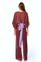 Young Fabulous and Broke Caroline Jumpsuit Style Number 3681VV in Jam;Women's Velvet Jumpsuit;Young Fabulous & Broke Velvet Jumpsuit;Velvet Jumpsuit;Deep V-Neck Velvet Jumpsuit