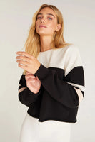 Z Supply Clothing City Color Block Sweatshirt Style ZVT231120 Blk in Black