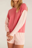 Z Supply Clothing Color Block Long Sleeve Top Style ZLT231952 PNY;Women's Cozy Spring Lounge Wear Top; Z Supply Lounge