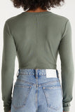 Z Supply Clothing Sirena Rib Long Sleeve Tee Style ZT223768 FRT in Forest Green;Women's Green Long Sleeve Layering Tee; 