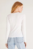 Z Supply Clothing Sirena Rib Long Sleeve Tee Style ZT223768 Wht in White;Women's White Long Sleeve Layering Tee