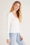 Z Supply Clothing Sirena Rib Long Sleeve Tee Style ZT223768 Wht in White;Women's White Long Sleeve Layering Tee