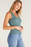 Z Supply Clothing Sirena Rib Tank Style Number ZT231241 in Silver Pine Light Heather Grey and Driftwood; 