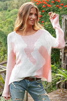 wooden Ships Knits Camo Crew Cotton Style Number K48C2W624 in Splash Coral;women's spring/summer knit sweater;Wooden Ships Sweater;Women's Beach Sweater