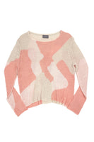 wooden Ships Knits Camo Crew Cotton Style Number K48C2W624 in Splash Coral;women's spring/summer knit sweater;Wooden Ships Sweater;Women's Beach Sweater