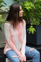 wooden Ships Knits Camo Crew Cotton Style Number K48C2W624 in Splash Coral;women's spring/summer knit sweater;Wooden Ships Sweater;Women's Beach Sweater