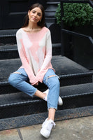 wooden Ships Knits Camo Crew Cotton Style Number K48C2W624 in Splash Coral;women's spring/summer knit sweater;Wooden Ships Sweater;Women's Beach Sweater